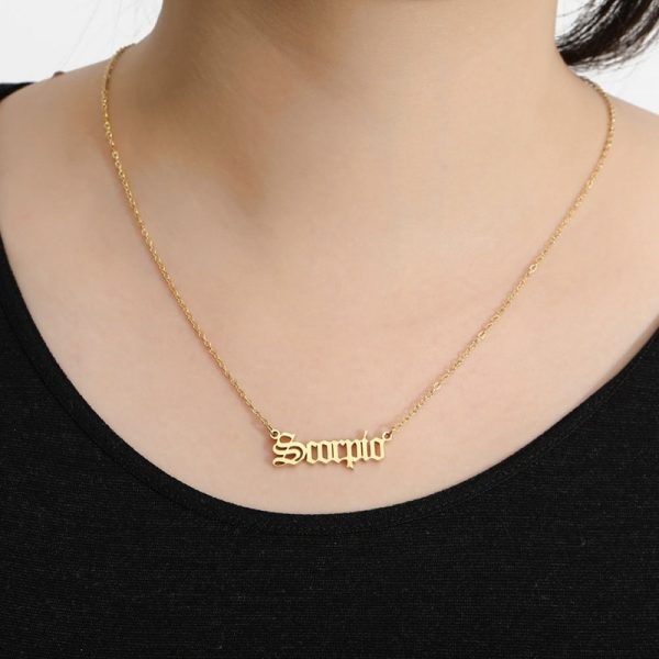 12 Zodiac Letter Constellations Pendants Necklace For Women Men Virgo Libra Scorpio Sagittarius Capricorn Aquarius Birthday Gift - Image 2