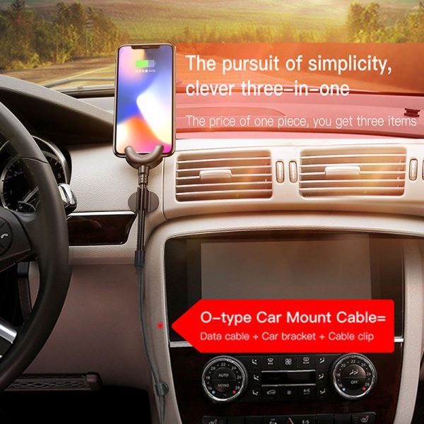 Baseus USB Cable For iPhone XS Max XR X 8 7 6 6s 5 5s se 360 Degrees Car Phone Holder Stand Cable Clip Winder USB Charging Cable - Image 5