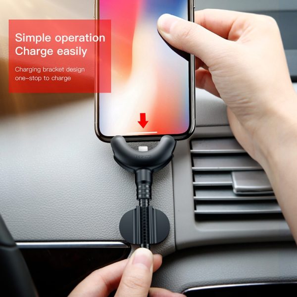 Baseus USB Cable For iPhone XS Max XR X 8 7 6 6s 5 5s se 360 Degrees Car Phone Holder Stand Cable Clip Winder USB Charging Cable - Image 3
