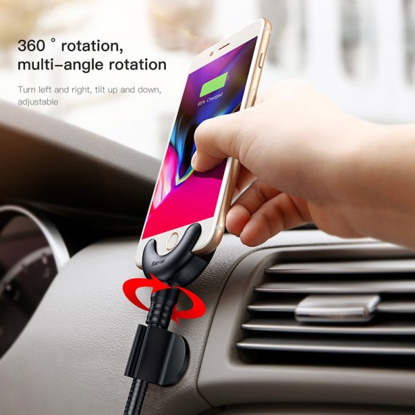 Baseus USB Cable For iPhone XS Max XR X 8 7 6 6s 5 5s se 360 Degrees Car Phone Holder Stand Cable Clip Winder USB Charging Cable - Image 4